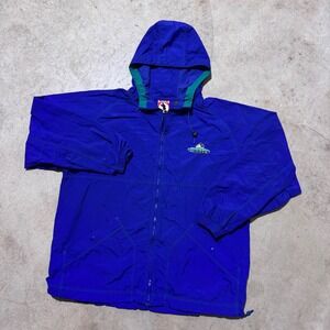 Vintage 90s‎ Mickey Mouse Inc. Blue Windbreaker Jacket Hooded Pullover Size L